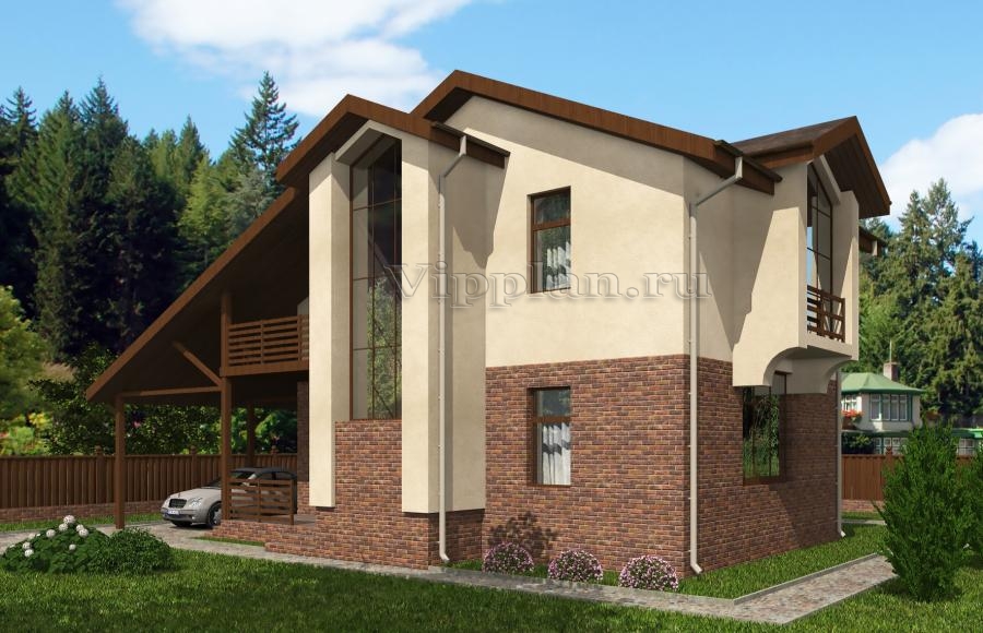 Дом с мансардой, террасой и балконами