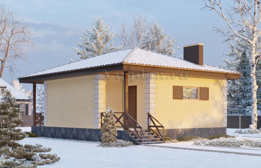 Одноэтажный дом с террасой